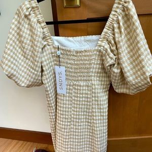 Gingham puff sleeve summer dress. Size S/M